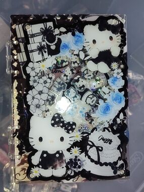 Hello Kitty Black White Blue Floral Hardcover Journal